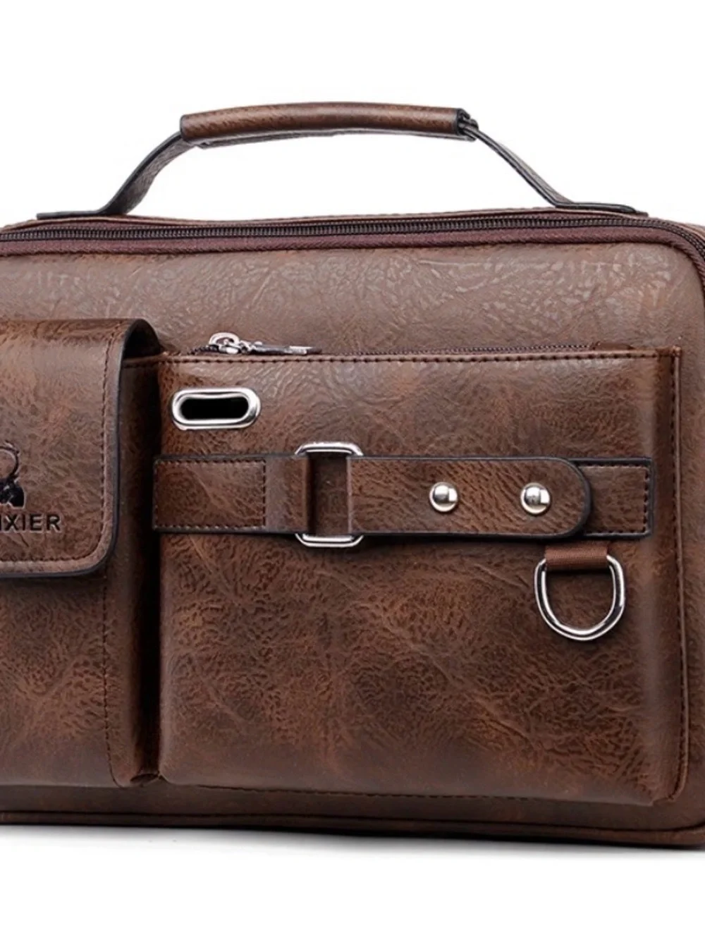 Brown PU Leather Laptop Briefcase for Men